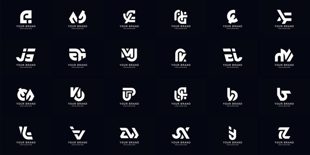 Colección conjunto completo resumen combinar letra az monograma diseño de logotipo