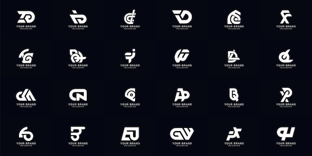 Colección conjunto completo resumen combinar letra az monograma diseño de logotipo