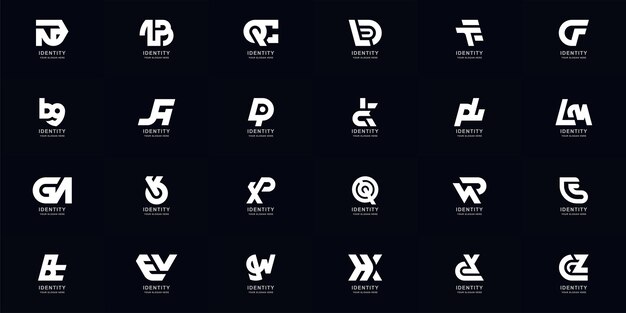 Colección conjunto completo resumen combinar letra az monograma diseño de logotipo