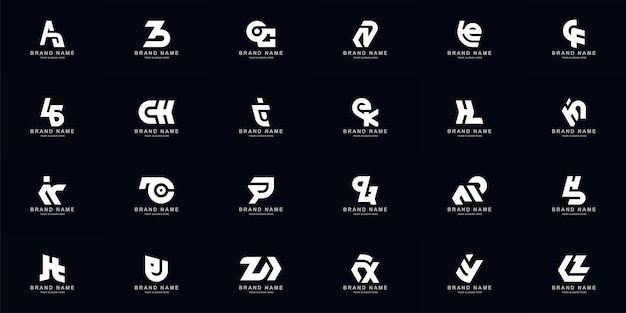Colección conjunto completo resumen combinar letra az monograma diseño de logotipo