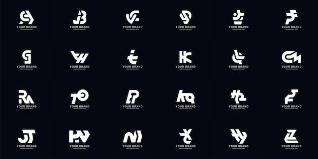 Colección conjunto completo resumen combinar letra az monograma diseño de logotipo