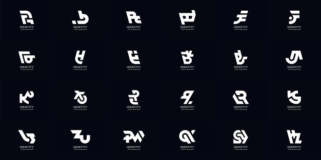 Colección conjunto completo resumen combinar letra az monograma diseño de logotipo