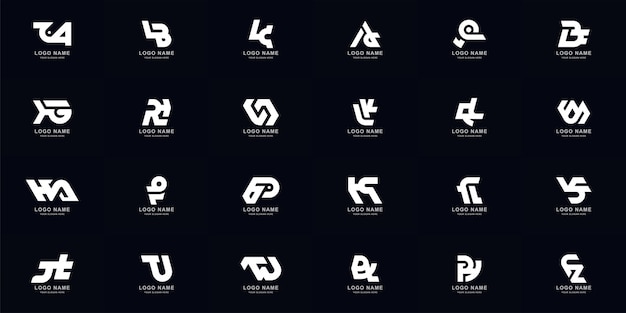 Colección conjunto completo resumen combinar letra az monograma diseño de logotipo