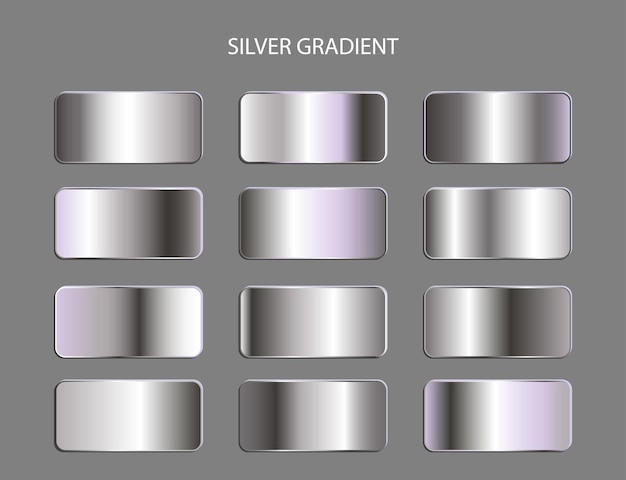 colección de conjunto de degradado de color metálico plateado. elemento de diseño
