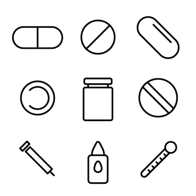 Vector colección de conjunto de iconos médicos simples