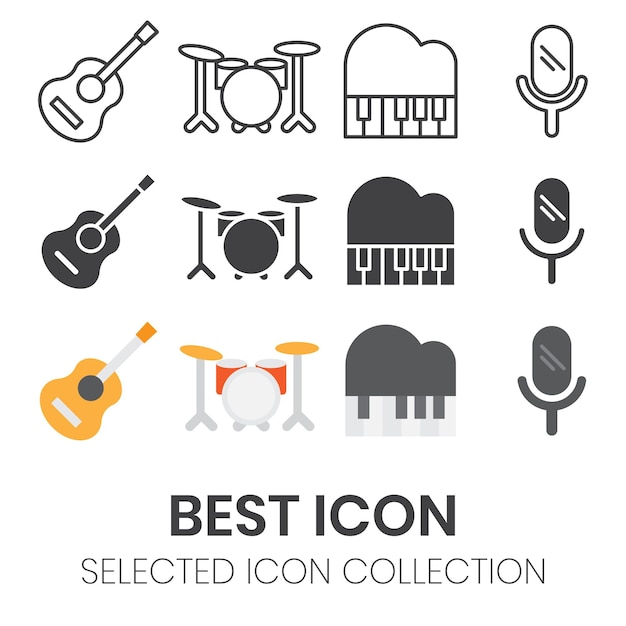 colección de conjunto de iconos de vector de instrumento musical