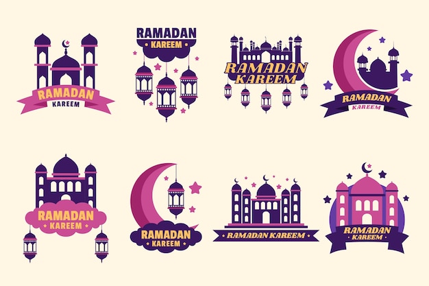 Colección de conjunto de insignias de Ramadán Kareem
