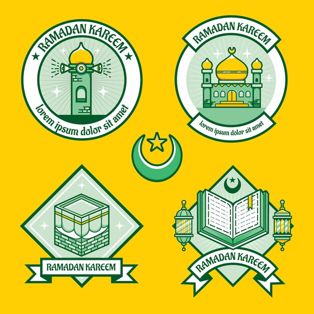 Colección de conjunto de insignias de saludo ramadan kareem