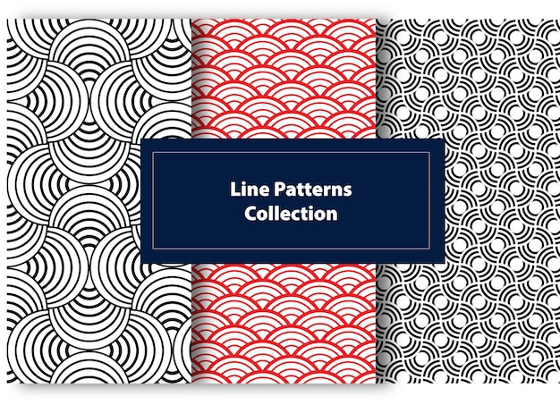 Colección de conjunto de patrones de líneas geométricas