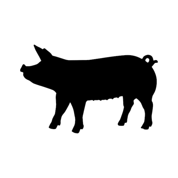 Colección de conjunto de silueta de cerdo aislado negro sobre fondo blanco ilustración vectorial