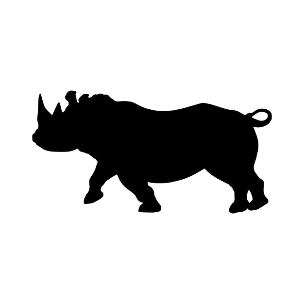 colección de conjunto de silueta de rinoceronte aislado negro sobre fondo blanco ilustración vectorial