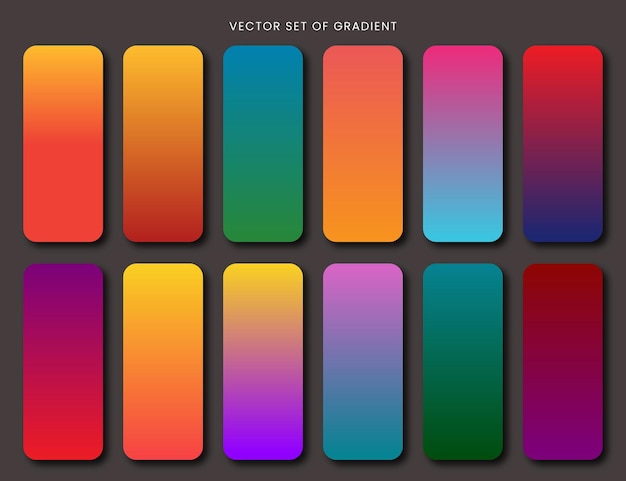 Vector colección de conjuntos de degradados coloridos de muestras vibrantes