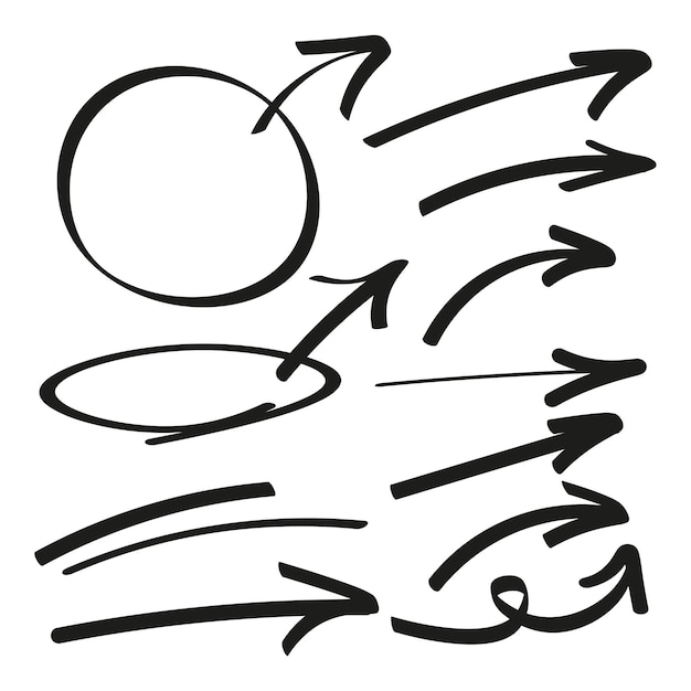 Colección de conjuntos de flechas vectoriales para interfaz de usuario web y diseño gráfico