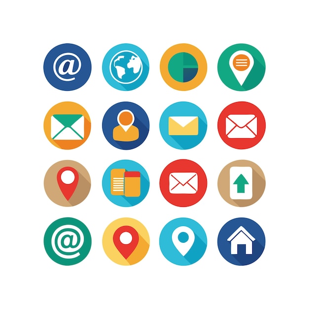 Colección de conjuntos de iconos de contacto para sitios web y aplicaciones móviles