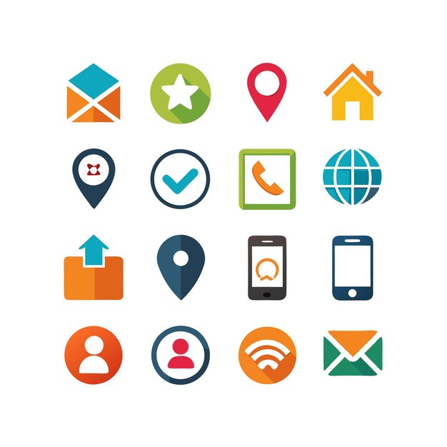 Colección de conjuntos de iconos de contacto para sitios web y aplicaciones móviles