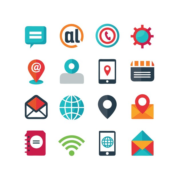 Colección de conjuntos de iconos de contacto para sitios web y aplicaciones móviles