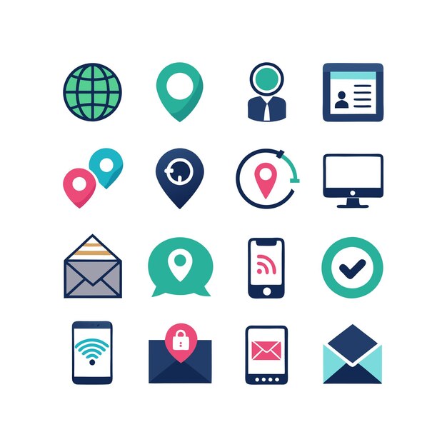 Colección de conjuntos de iconos de contacto para sitios web y aplicaciones móviles