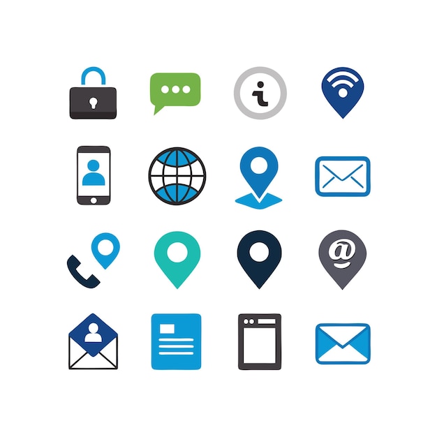 Colección de conjuntos de iconos de contacto para sitios web y aplicaciones móviles