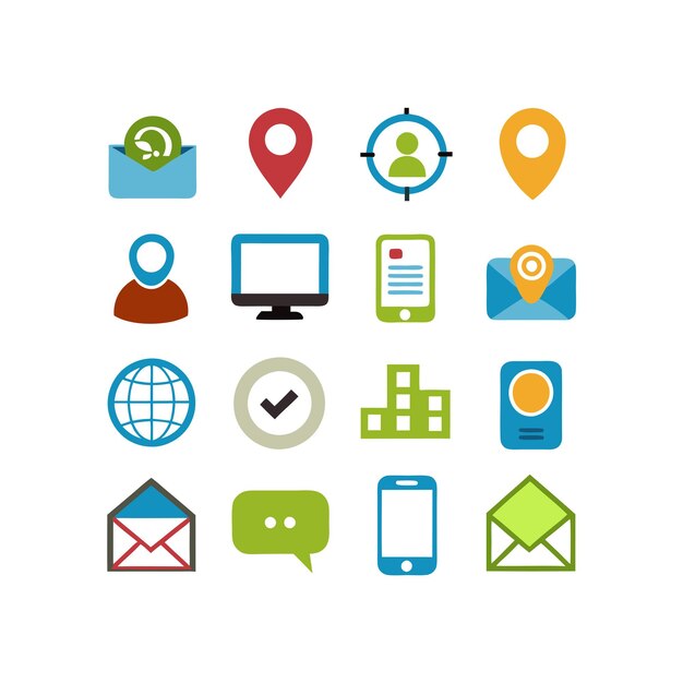 Colección de conjuntos de iconos de contacto para sitios web y aplicaciones móviles