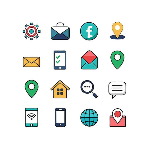 Colección de conjuntos de iconos de contacto para sitios web y aplicaciones móviles