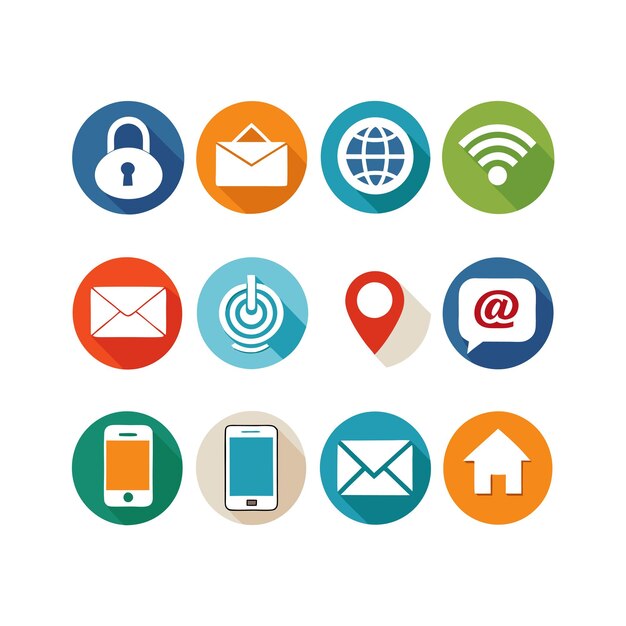 Colección de conjuntos de iconos de contacto para sitios web y aplicaciones móviles