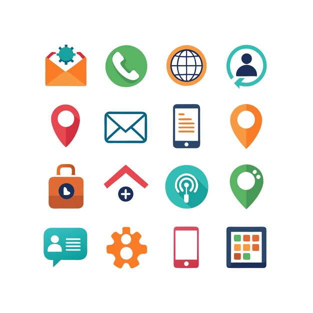 Colección de conjuntos de iconos de contacto para sitios web y aplicaciones móviles