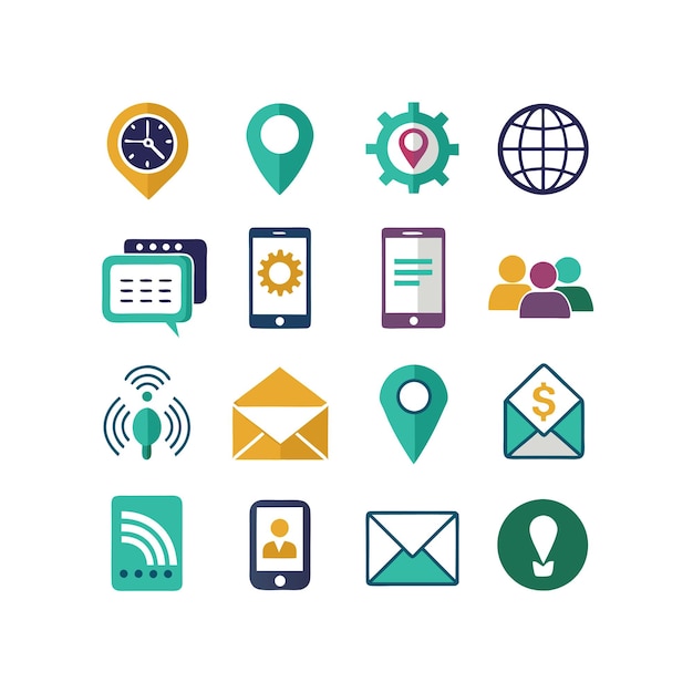 Colección de conjuntos de iconos de contacto para sitios web y aplicaciones móviles