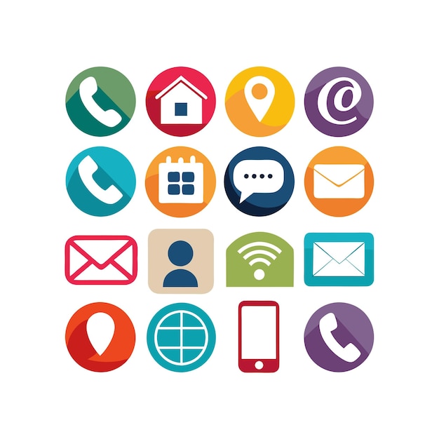 Colección de conjuntos de iconos de contacto para sitios web y aplicaciones móviles