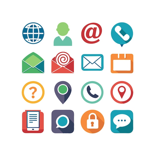 Colección de conjuntos de iconos de contacto para sitios web y aplicaciones móviles