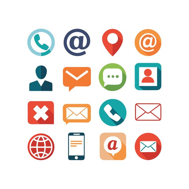 Colección de conjuntos de iconos de contacto para sitios web y aplicaciones móviles