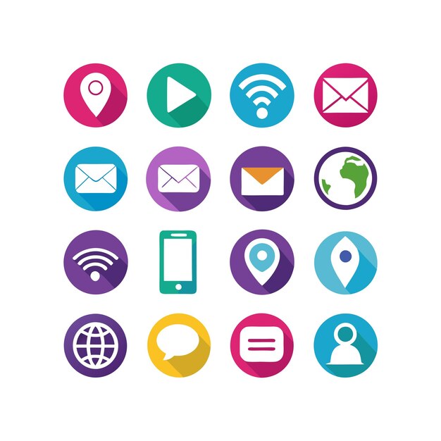 Colección de conjuntos de iconos de contacto para sitios web y aplicaciones móviles