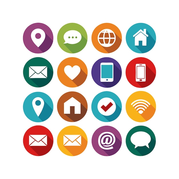 Colección de conjuntos de iconos de contacto para sitios web y aplicaciones móviles