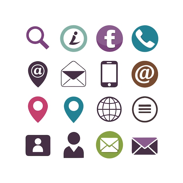 Colección de conjuntos de iconos de contacto para sitios web y aplicaciones móviles