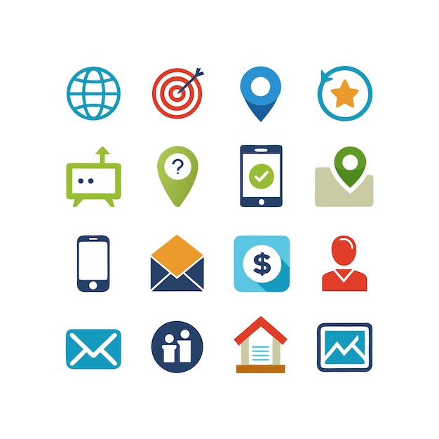 Colección de conjuntos de iconos de contacto para sitios web y aplicaciones móviles