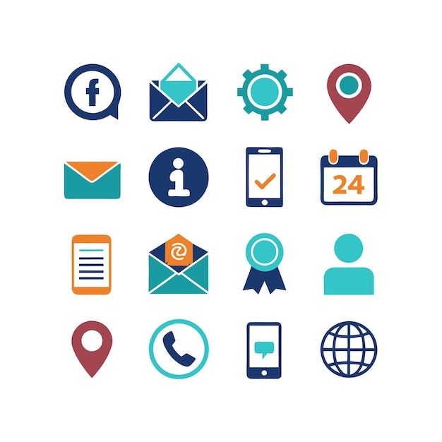 Colección de conjuntos de iconos de contacto para sitios web y aplicaciones móviles