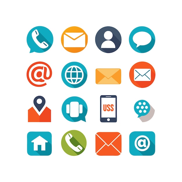 Colección de conjuntos de iconos de contacto para sitios web y aplicaciones móviles