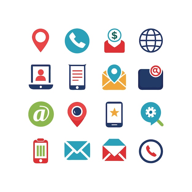 Colección de conjuntos de iconos de contacto para sitios web y aplicaciones móviles