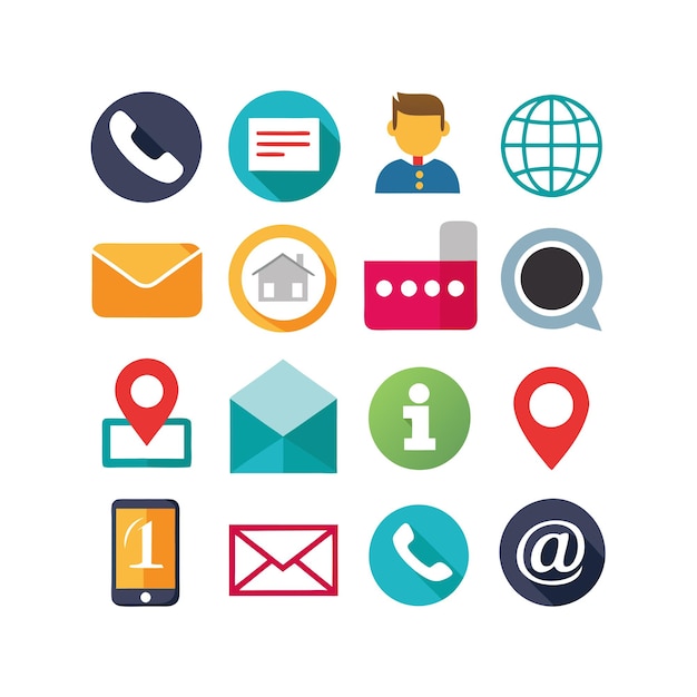 Colección de conjuntos de iconos de contacto para sitios web y aplicaciones móviles