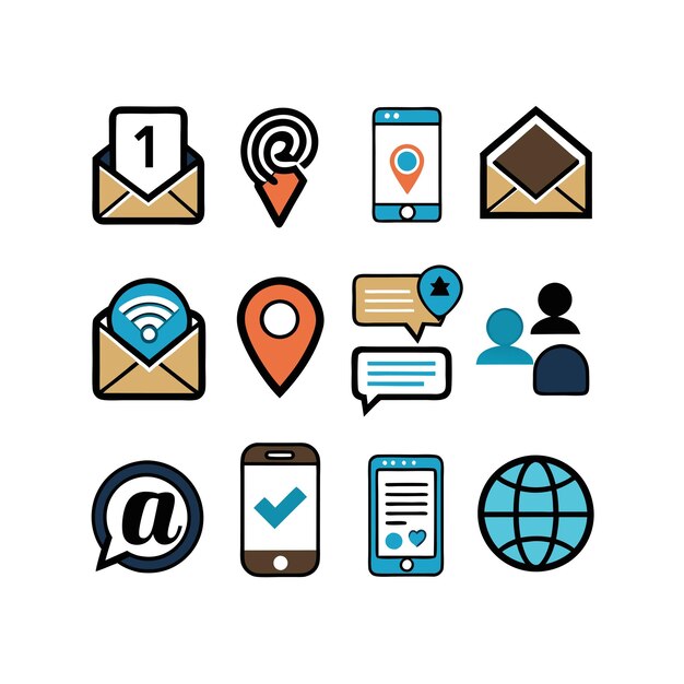 Colección de conjuntos de iconos de contacto para sitios web y aplicaciones móviles
