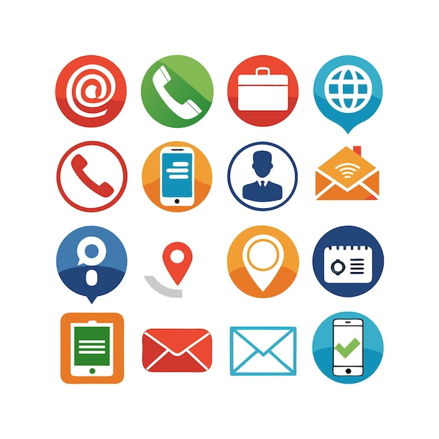 Colección de conjuntos de iconos de contacto para sitios web y aplicaciones móviles