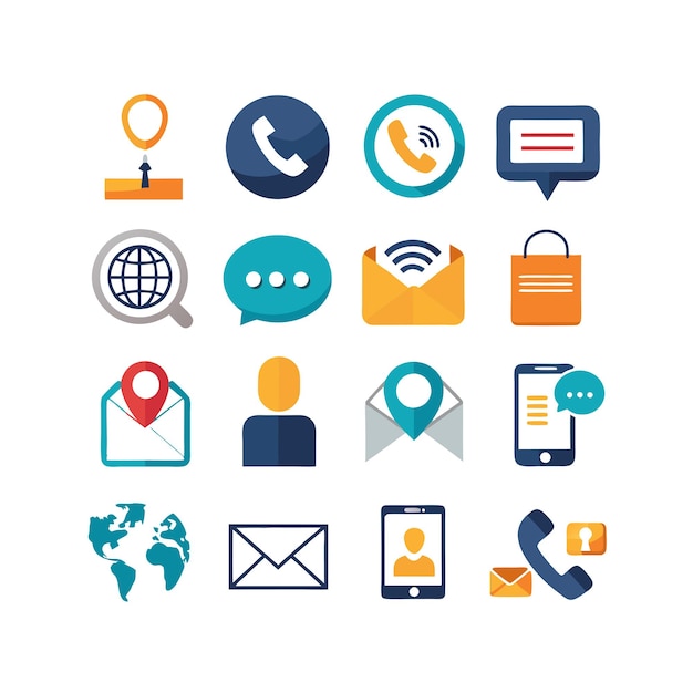 Colección de conjuntos de iconos de contacto para sitios web y aplicaciones móviles