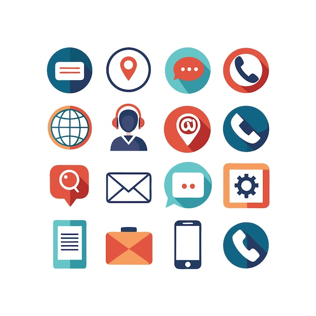 Colección de conjuntos de iconos de contacto para sitios web y aplicaciones móviles