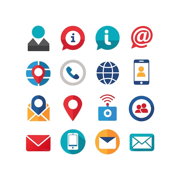 Colección de conjuntos de iconos de contacto para sitios web y aplicaciones móviles