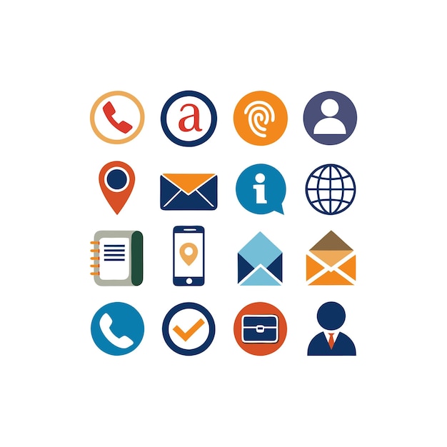 Colección de conjuntos de iconos de contacto para sitios web y aplicaciones móviles