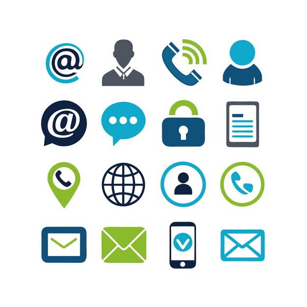 Colección de conjuntos de iconos de contacto para sitios web y aplicaciones móviles