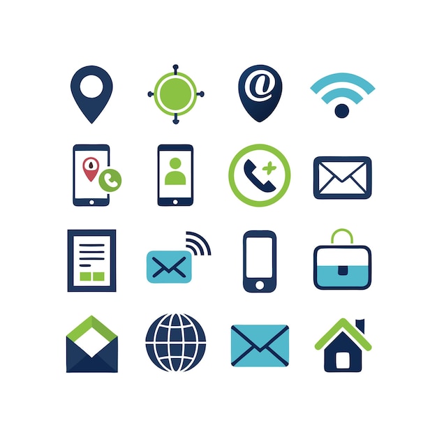 Colección de conjuntos de iconos de contacto para sitios web y aplicaciones móviles