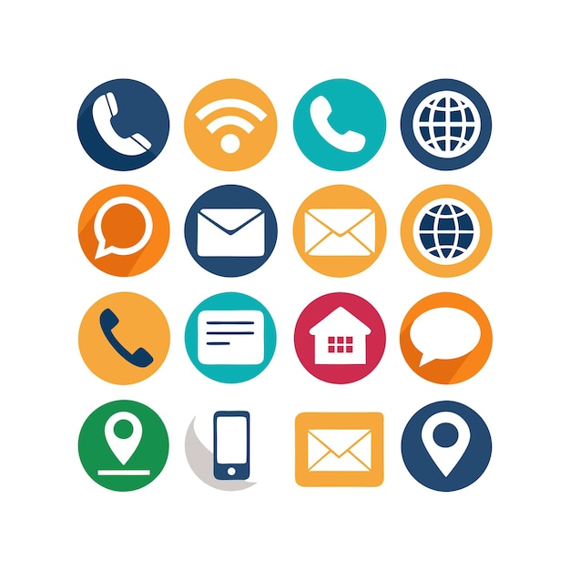 Colección de conjuntos de iconos de contacto para sitios web y aplicaciones móviles