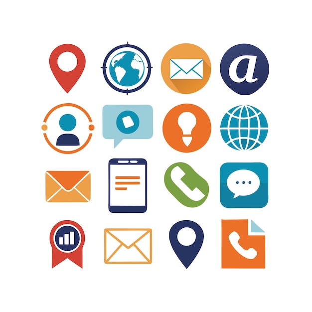 Colección de conjuntos de iconos de contacto para sitios web y aplicaciones móviles