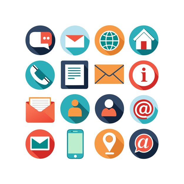 Colección de conjuntos de iconos de contacto para sitios web y aplicaciones móviles