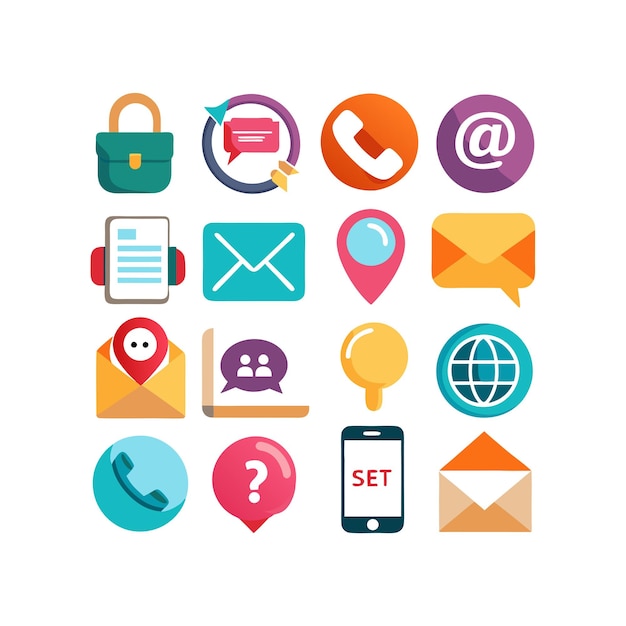 Colección de conjuntos de iconos de contacto para sitios web y aplicaciones móviles